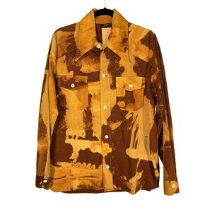 Vintage 1970s Button Up Wide Lapel AOP Bleach Print